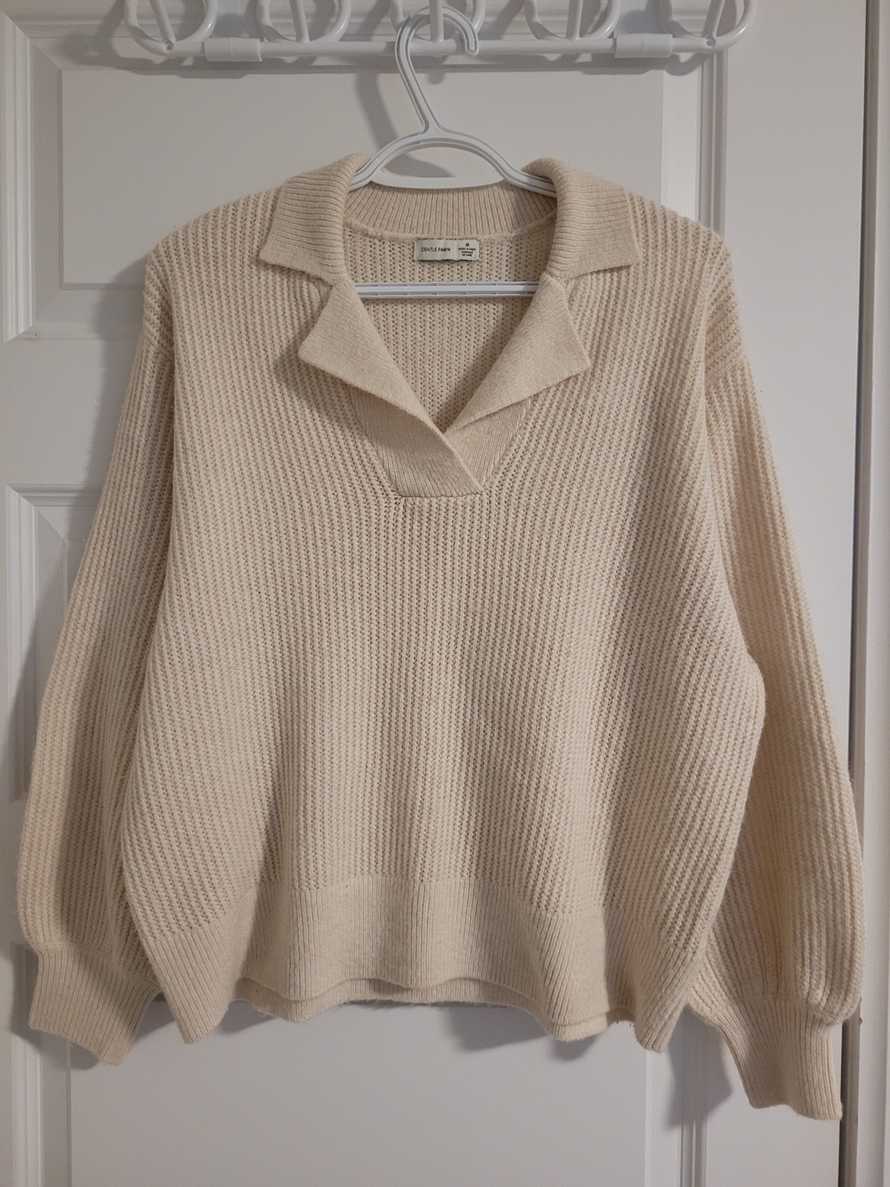Gentle Fawn Cream Collared V-Neck Sweater